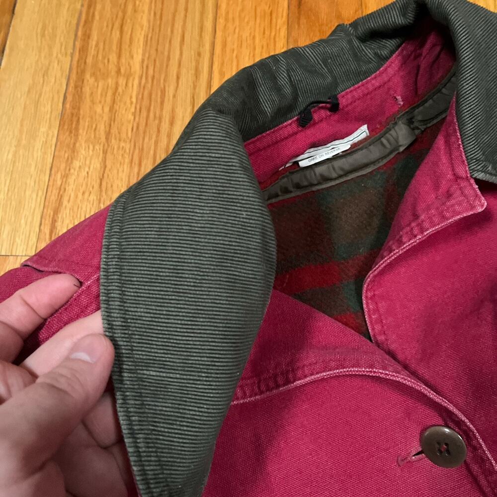 Womens Vintage LL Bean Chore Barn Coat T540 Red Made in USA Removable Wool Liner - Picture 12 of 15